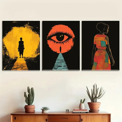 3pcs Black Modern Style Silhouettes Perfect Wall Art Set Canvas Framed 40x60cm - High Quality Print 100% Australian Made Wall Canvas Ready to Hang