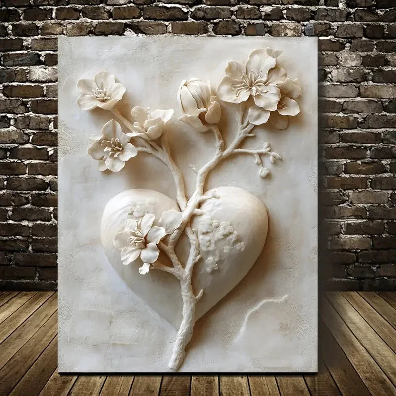 Beautiful Featuring Heart Blossoms Tree Painting 40x60cm Metal Print Ready to Hang
