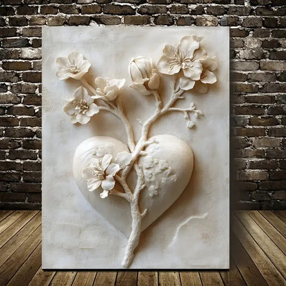 Beautiful Featuring Heart Blossoms Tree Painting 40x60cm Metal Print Ready to Hang