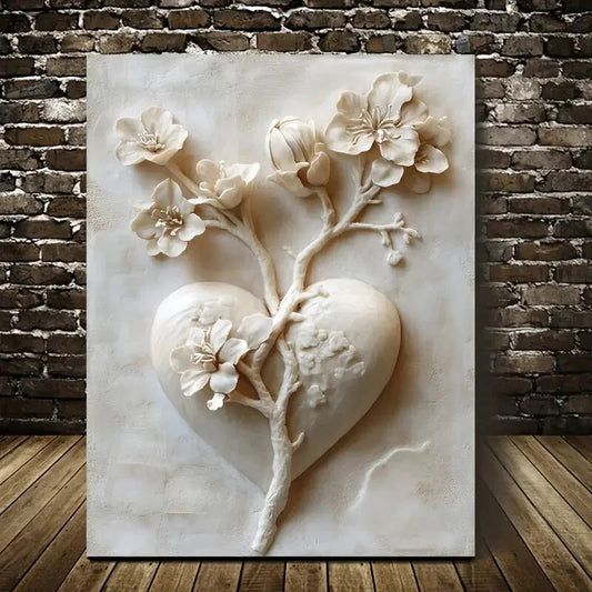 Beautiful Featuring Heart Blossoms Tree Painting 40x60cm Metal Print Ready to Hang