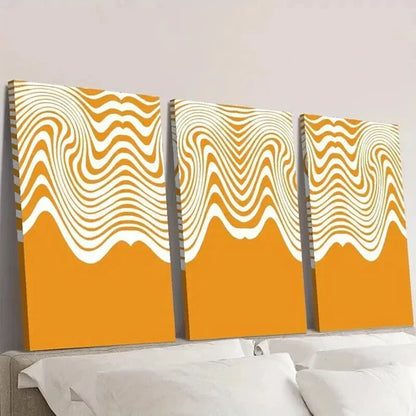 3pcs Flowing Caramel Wavy Seamless Pattern Wall Art Set Canvas Unframed - High Quality Print 100% Australian Made Wall Canvas