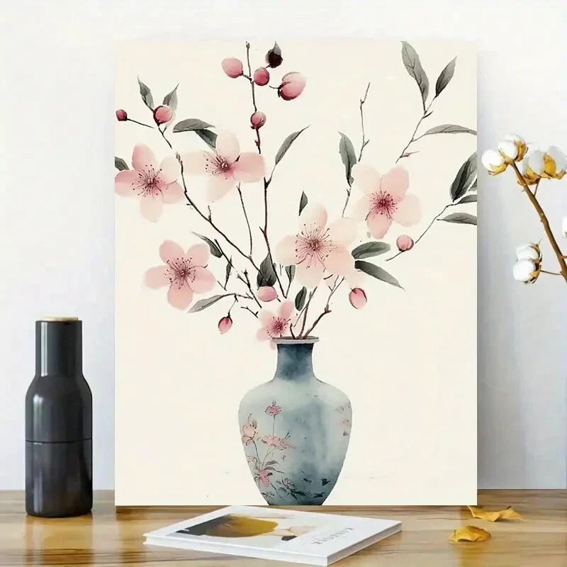 Style of Watercolor Painting, Peach Blossoms And Plum 40x60cm Metal Print Ready to Hang