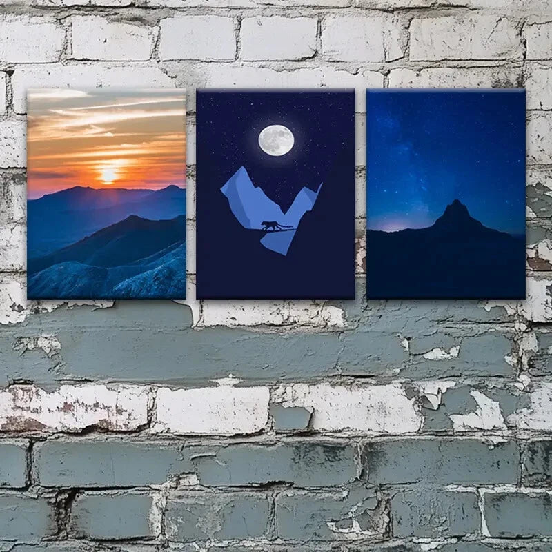 3pcs Sunrise & Nighttime Adventure Perfect Wall Art Set Canvas Framed 40x60cm - High Quality Print 100% Australian Made Wall Canvas Ready to Hang