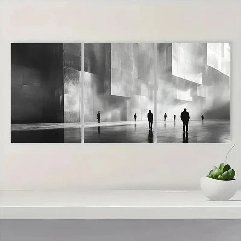 3pcs Abstract with Silhouette Figures a Wall Art Canvas Unframed - High Quality Print 100% Australian Made Wall Canvas