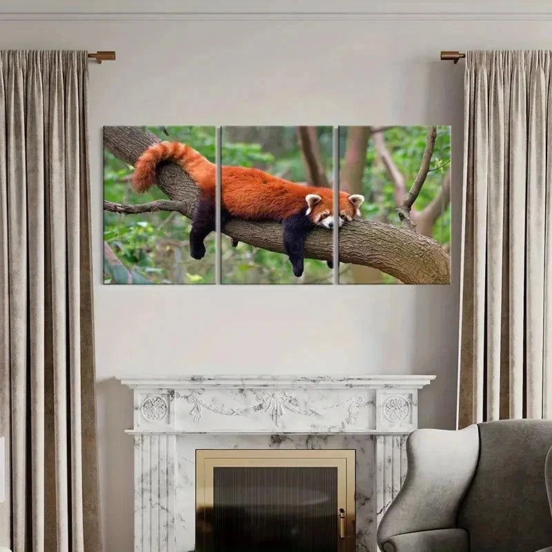 3pcs Animal Art Red Panda Modern Wall Art Set Canvas Framed 40x60cm - High Quality Print 100% Australian Made Wall Canvas Ready to Hang