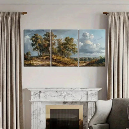 3pcs Tall Trees & Rolling Hills Scene Wall Art Set Canvas Framed 40x60cm - High Quality Print 100% Australian Made Wall Canvas Ready to Hang