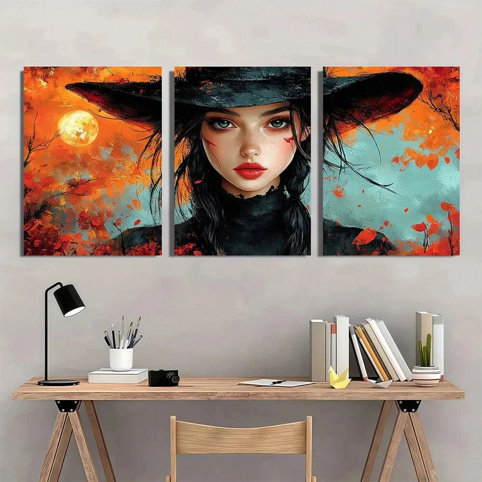 3pcs Halloween Dark Romantic Fiery Metal Print Ready to Hang Art