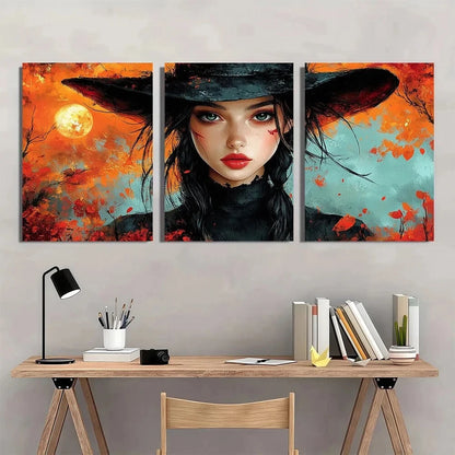 3pcs Halloween Dark Romantic Fiery Metal Print Ready to Hang Art