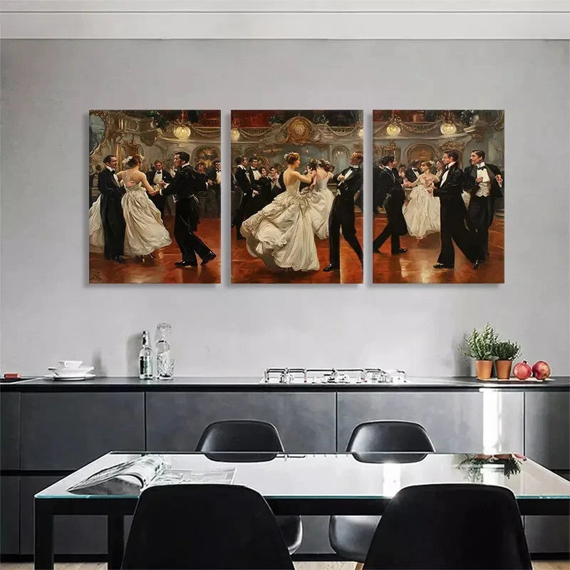 3pcs Elegant Ballroom Dance Couples Perfect Wall Art Set Canvas Framed 40x60cm - High Quality Print 100% Australian Made Wall Canvas Ready to Hang
