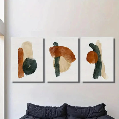 3pcs Abstract Color Terracotta & Beige Tones Metal Print Ready to Hang Art
