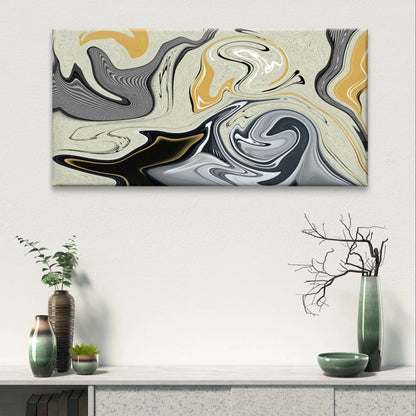 Modern Abstract Monochrome and Gold Wall Art Canvas Office Home Framed 120x60cm