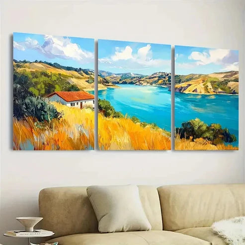 3pcs Lac Payne Lake Casitas California Wall Art Set Canvas Unframed - High Quality Print 100% Australian Made Wall Canvas