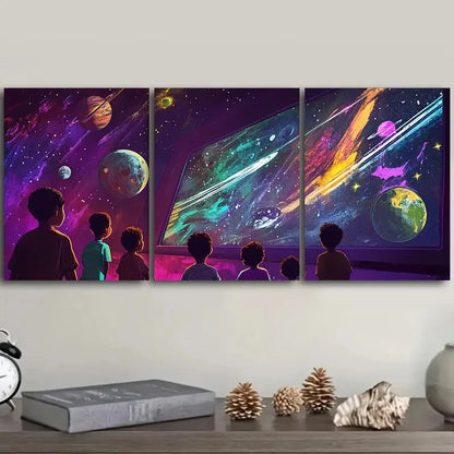 3pcs Universe View Luxurious Wall Hangings Wall Art Set Canvas Framed 50x70cm - High Quality Print 100% Australian Made Wall Canvas Ready to Hang