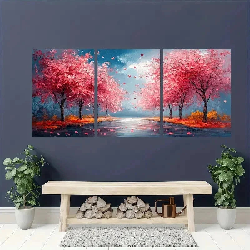 3pcs Abstract Blossom Trees Floral Perfect Wall Art Set Canvas Framed 40x60cm - High Quality Print 100% Australian Made Wall Canvas Ready to Hang