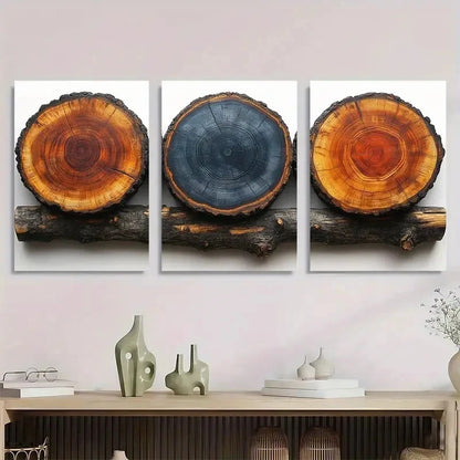 3pcs Tree Rings Illustrations Minimalist Perfect Wall Art Set Canvas Framed 40x60cm - High Quality Print 100% Australian Made Wall Canvas Ready to Hang