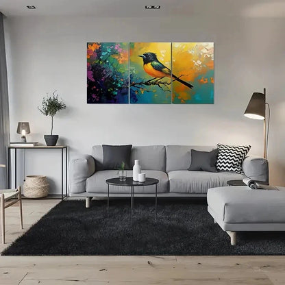 3pcs Colorful Abstract Vibrant Floral & Bird Metal Print Ready to Hang Art