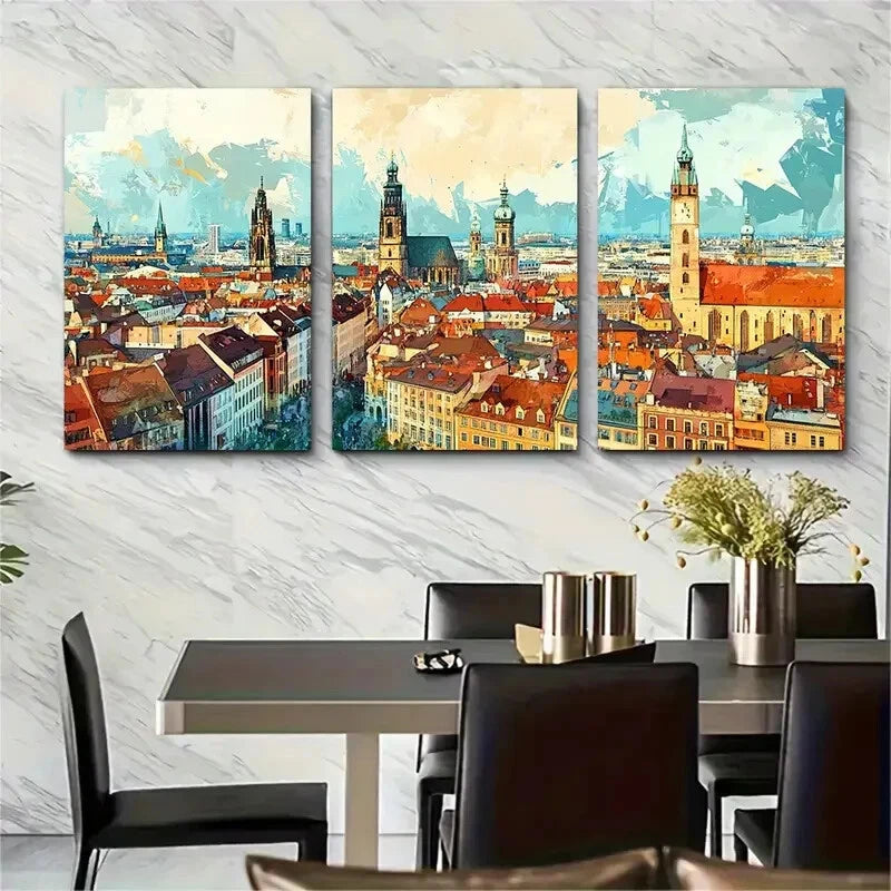 3pcs Germany Cityscape Munich Metal Print Ready to Hang Art