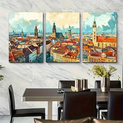 3pcs Germany Cityscape Munich Metal Print Ready to Hang Art
