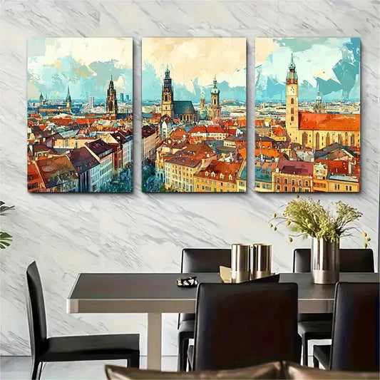 3pcs Germany Cityscape Munich Metal Print Ready to Hang Art