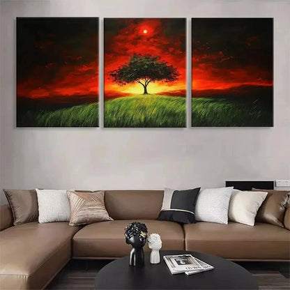 3pcs Lone Tree Sunset Landscape Nature Perfect Wall Art Set Canvas Framed 40x60cm - High Quality Print 100% Australian Made Wall Canvas Ready to Hang