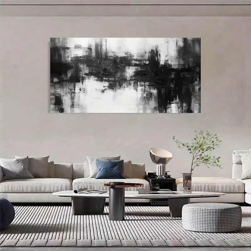 Black And White Modern Minimalist Wall Art Canvas Office Home Room Framed 120x60cm