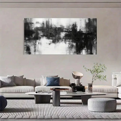 Black And White Modern Minimalist Wall Art Canvas Office Home Room Framed 120x60cm