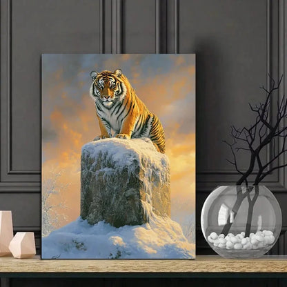 Majestic Tiger, Basking in The Golden Glow of Sunrise 40x60cm Metal Print Ready to Hang