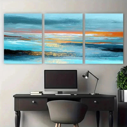3pcs Abstract Sunrise Minimalist PerfectWall Art Set Canvas Framed 40x60cm - High Quality Print 100% Australian Made Wall Canvas Ready to Hang