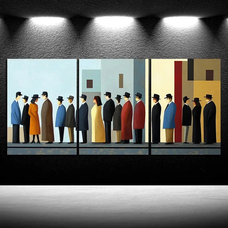 3pcs Men and Women Series Abstract Figure Metal Print Ready to Hang Art