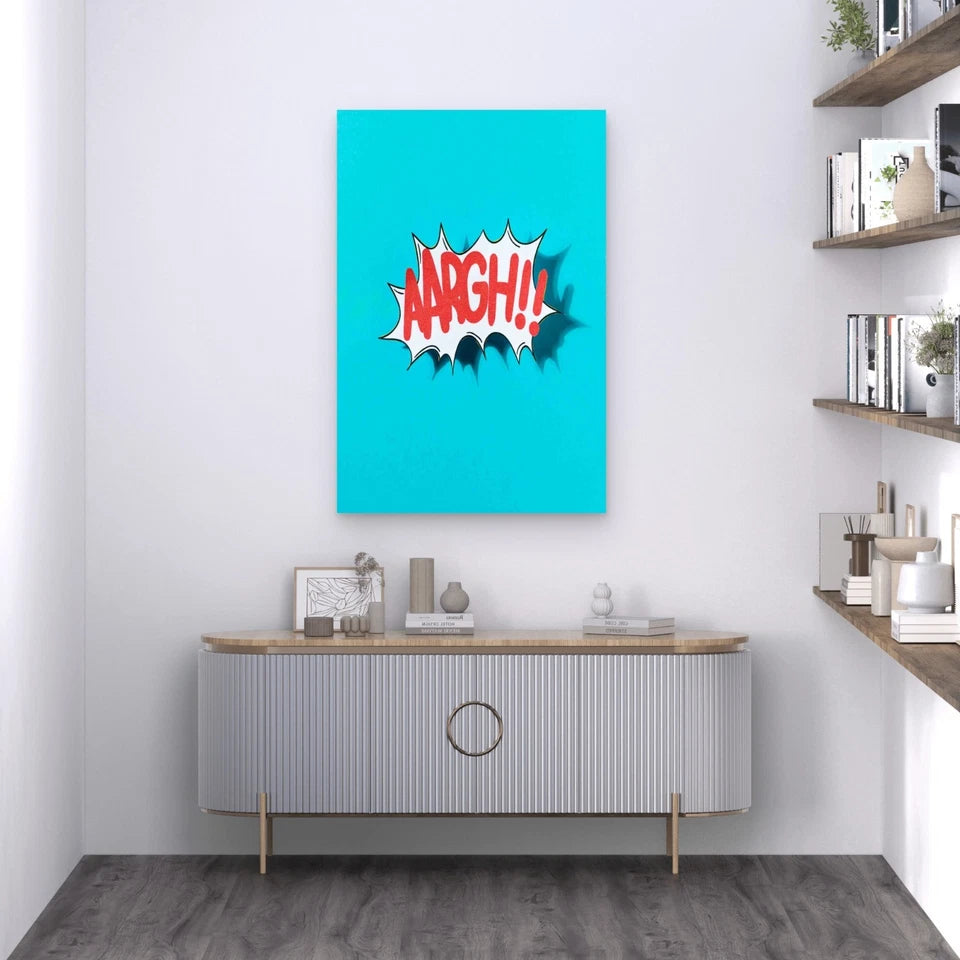 Comic Sound Effect Aargh Blue Backdrop 60x90cm Metal Print Ready to Hang
