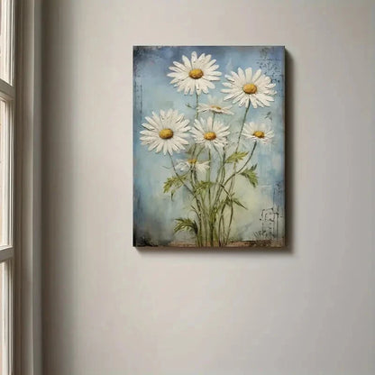 Painting of daisies on a wall