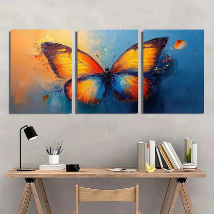 3pcs Colorful Vibrant Butterfly Wall Art Set Canvas Framed 50x70cm - High Quality Print 100% Australian Made Wall Canvas Ready to Hang