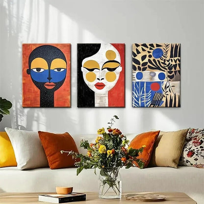 3pcs Modern Geometric Tribal Abstract Perfect Wall Art Set Canvas Framed 40x60cm - High Quality Print 100% Australian Made Wall Canvas Ready to Hang