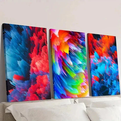 3pcs Colorful Smoke Explosion Decoration Wall Art Set Canvas Unframed - High Quality Print 100% Australian Made Wall Canvas