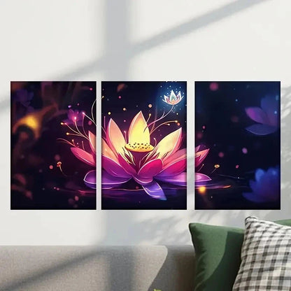 3pcs Abstract Lotus Flower Decoration Wall Art Set Canvas Framed 40x60cm - High Quality Print 100% Australian Made Wall Canvas Ready to Hang