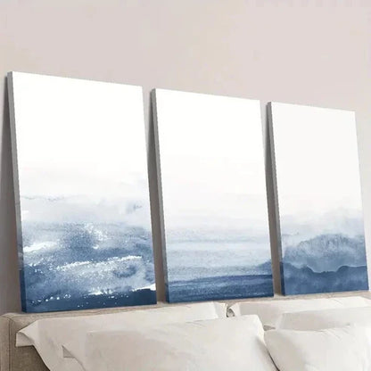 3pcs Navy Blue Gradient Abstract Wall Art Set Canvas Unframed - High Quality Print 100% Australian Made Wall Canvas