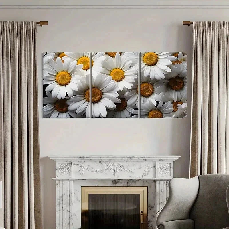 3pcs Vibrant Daisy & Chrysanthemum Flower Wall Art Set Canvas Framed 40x60cm - High Quality Print 100% Australian Made Wall Canvas Ready to Hang