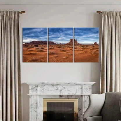 3pcs Monument Valley Landscape Decor Wall Art Set Canvas Framed 40x60cm - High Quality Print 100% Australian Made Wall Canvas Ready to Hang