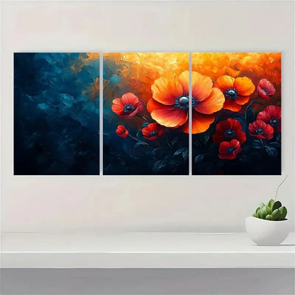 3pcs  Vivid Flower Print Abstract Floral PL  Wall Art Set Canvas Framed 40x60cm - High Quality Print 100% Australian Made Wall Canvas Ready to Hang