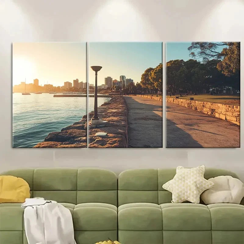 3pcs Adelaide South Coast Travel Poster Australia Wall Art Set Canvas Framed 40x60cm - High Quality Print 100% Australian Made Wall Canvas Ready to Hang