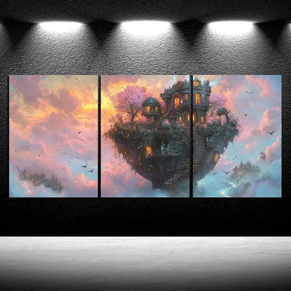 3pcs The Room on the Cup Modern Metal Print Ready to Hang Art