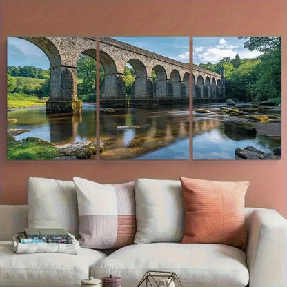 3pcs Décor Methodist Bridge Nature Perfect Wall Art Set Canvas Framed 40x60cm - High Quality Print 100% Australian Made Wall Canvas Ready to Hang