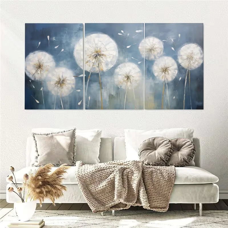 3pcs Abstract Dandelions Luxury Floral Wall Art Set Canvas Framed 40x60cm - High Quality Print 100% Australian Made Wall Canvas Ready to Hang