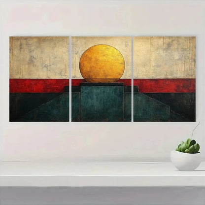 3pcs Modern Abstract Geometric Blocks Metal Print Ready to Hang Art