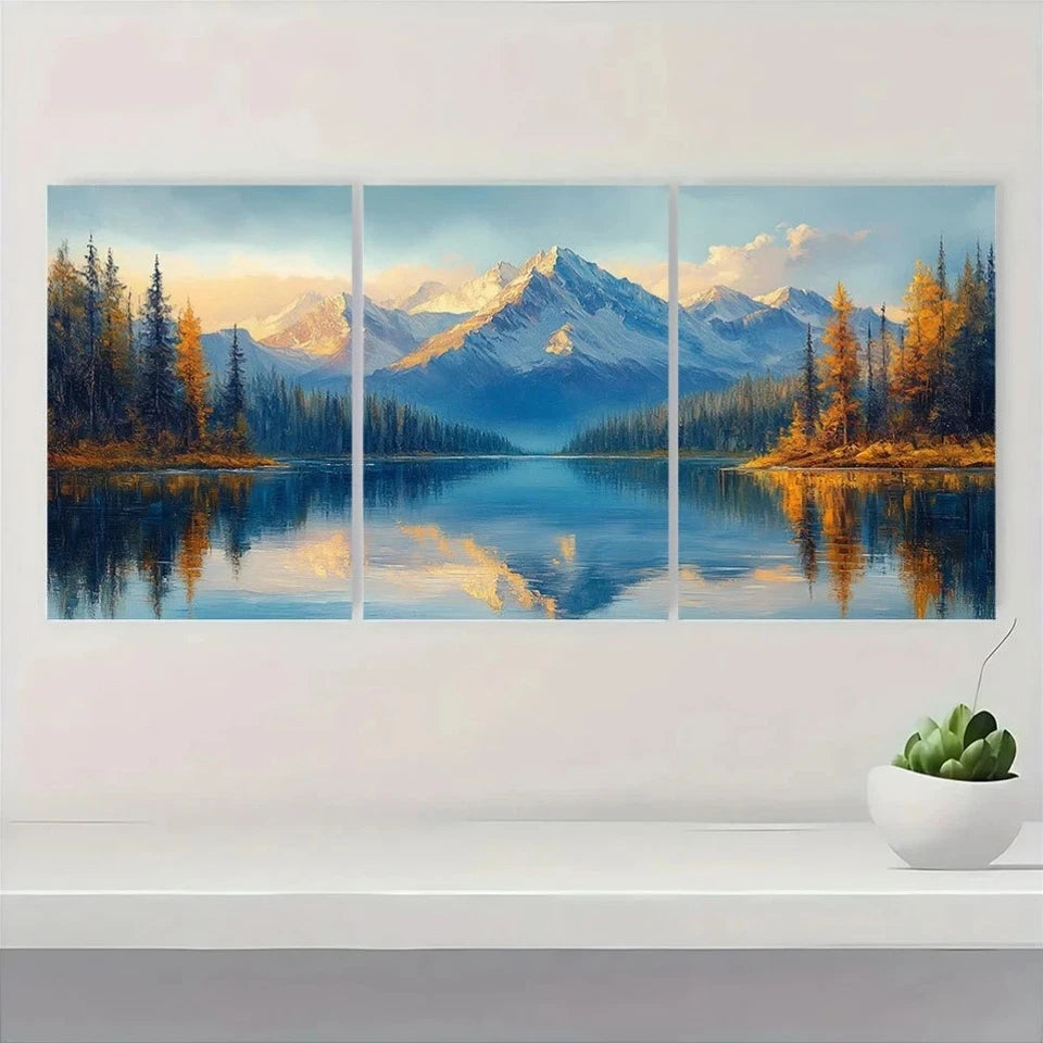 3pcs Mountain Lake Nature Scenery Metal Print Ready to Hang Art