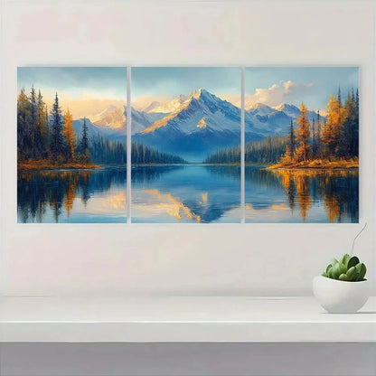 3pcs Mountain Lake Nature Scenery Metal Print Ready to Hang Art