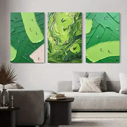 3pcs Abstract Golf Course Texture Greenery Metal Print Ready to Hang Art