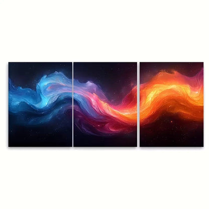 3pcs Digital Metallic Swirl Abstract Metal Print Ready to Hang Art