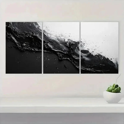 3pcs Black and White Abstract High-Quality  Wall Art Set Canvas Framed 50x70cm - High Quality Print 100% Australian Made Wall Canvas Ready to Hang