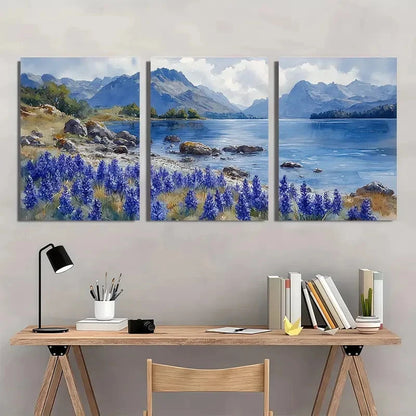 3pcs Lake District Watercolor Landscape Perfect Wall Art Set Canvas Framed 40x60cm - High Quality Print 100% Australian Made Wall Canvas Ready to Hang
